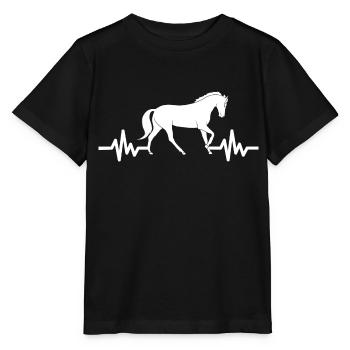 Herzschlag - Pferd Hengst Stute Ross Reitsport - Stanley/Stella Kinder T-Shirt MINI CREATOR  - Schwarz - Vorne - Mikhail (115cm)
