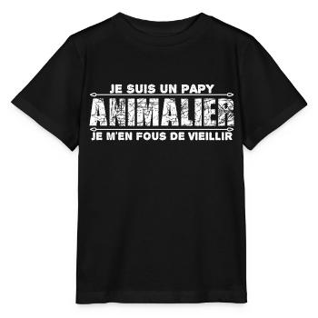 je suis un papy animalier cadeau pour mon papy. - T-shirt bio MINI CREATOR Stanley/Stella Enfant - noir - Devant - Mikhail (115cm)