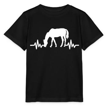 Herzschlag - Pferd Hengst Stute Ross Reitsport - Stanley/Stella Kinder T-Shirt MINI CREATOR  - Schwarz - Vorne - Mikhail (115cm)