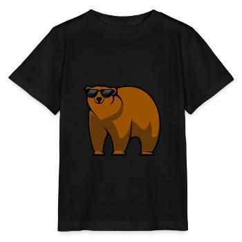 Brown bear bear with sunglasses - Stanley/Stella MINI CREATOR Kids’ T-Shirt - black - Front - Mikhail (115cm)