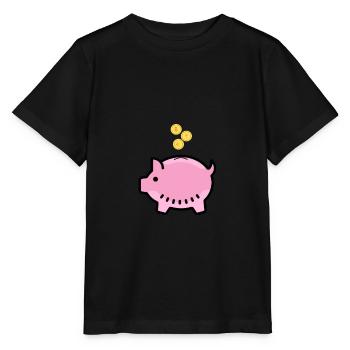 Tirelire avec euros, yen et bitcoin - T-shirt bio MINI CREATOR Stanley/Stella Enfant - noir - Devant - Mikhail (115cm)