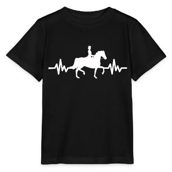 Herzschlag Pferd - Hengst Stute Ross Reitsport - Stanley/Stella Kinder T-Shirt MINI CREATOR  - Schwarz - Vorne - Mikhail (115cm)