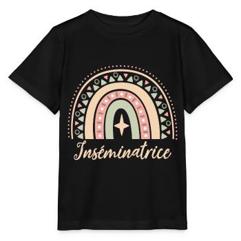 Cadeau Inséminatrice. Boho Rainbow inséminatrice. - T-shirt bio MINI CREATOR Stanley/Stella Enfant - noir - Devant - Mikhail (115cm)