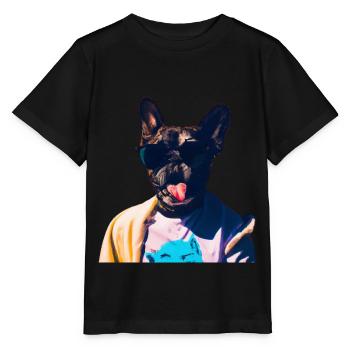 Drôle de chien avec la langue tendue - T-shirt bio MINI CREATOR Stanley/Stella Enfant - noir - Devant - Mikhail (115cm)