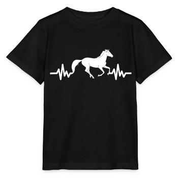 Herzschlag - Pferd Hengst Stute Ross Reitsport - Stanley/Stella Kinder T-Shirt MINI CREATOR  - Schwarz - Vorne - Mikhail (115cm)