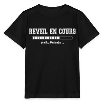 Réveil en cours. Cadeau Dormeur Humour - T-shirt bio MINI CREATOR Stanley/Stella Enfant - noir - Devant - Mikhail (115cm)