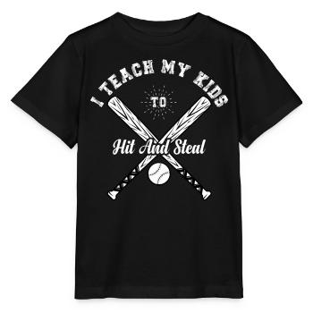 I Teach My Kids To Hit And Steal Softball Papa - Stanley/Stella MINI CREATOR Kids’ T-Shirt - black - Front - Mikhail (115cm)
