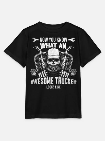 Now You Know What An Awesome Trucker Looks Like - Stanley/Stella T-shirt MINI CREATOR til børn - sort