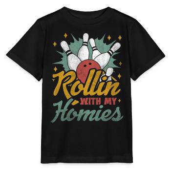 Rollin avec mon cadeau Homies Retro Bowling - T-shirt bio MINI CREATOR Stanley/Stella Enfant - noir - Devant - Mikhail (115cm)