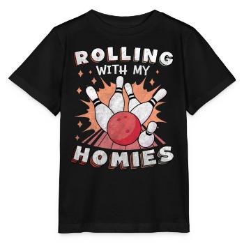 Rouler avec mon cadeau Homies Retro Bowling - T-shirt bio MINI CREATOR Stanley/Stella Enfant - noir - Devant - Mikhail (115cm)