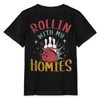 Rollin avec mon cadeau Homies Retro Bowling - T-shirt bio MINI CREATOR Stanley/Stella Enfant - noir - Devant - Mikhail (115cm)