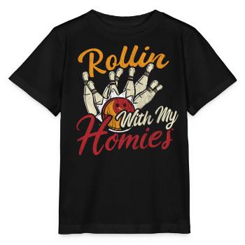Rollin avec mon cadeau Homies Retro Bowling - T-shirt bio MINI CREATOR Stanley/Stella Enfant - noir - Devant - Mikhail (115cm)