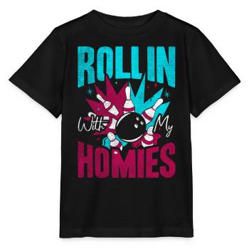 Rollin avec mon cadeau Homies Retro Bowling - T-shirt bio MINI CREATOR Stanley/Stella Enfant - noir - Devant - Mikhail (115cm)