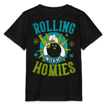 Rouler avec mon cadeau Homies Retro Bowling - T-shirt bio MINI CREATOR Stanley/Stella Enfant - noir - Devant - Mikhail (115cm)