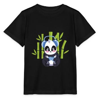 Gaming Panda Computer Console Video Game Gift - Stanley/Stella MINI CREATOR Kids’ T-Shirt - black - Front - Mikhail (115cm)
