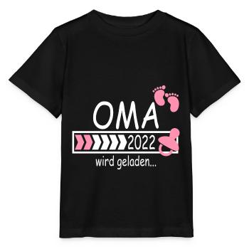 Oma 2022 Schwangerschaft verkünden wird geladen - Stanley/Stella Kinder T-Shirt MINI CREATOR  - Schwarz - Vorne - Mikhail (115cm)