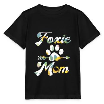 Drahthaar Foxterrier Foxie Mama Blumen - Stanley/Stella Kinder T-Shirt MINI CREATOR  - Schwarz - Vorne - Mikhail (115cm)