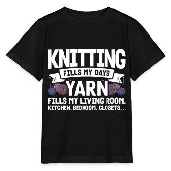 Garn stricken Stricken Quilten Geschenk - Stanley/Stella Kinder T-Shirt MINI CREATOR  - Schwarz - Vorne - Mikhail (115cm)
