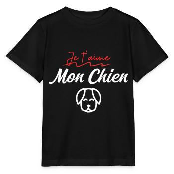 J’aime mon chien - T-shirt bio MINI CREATOR Stanley/Stella Enfant - noir - Devant - Mikhail (115cm)