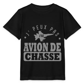 J'peux pas j'ai avion de chasse pilote militaire - T-shirt bio MINI CREATOR Stanley/Stella Enfant - noir - Devant - Mikhail (115cm)