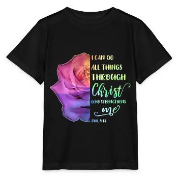 I Can Do All Things Through Christ LGBT Jesus - Stanley/Stella Kinder T-Shirt MINI CREATOR  - Schwarz - Vorne - Mikhail (115cm)