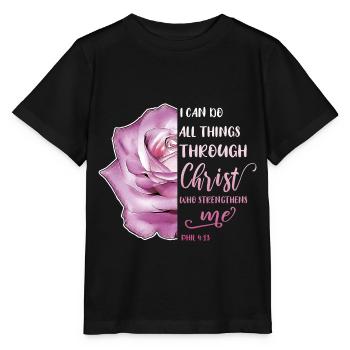 I Can Do All Things Through Christ LGBT Jesus - Stanley/Stella Kinder T-Shirt MINI CREATOR  - Schwarz - Vorne - Mikhail (115cm)