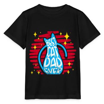 Best Cat Dad Ever Kitty Cats Retro Gift - Stanley/Stella MINI CREATOR Kids’ T-Shirt - black - Front - Mikhail (115cm)
