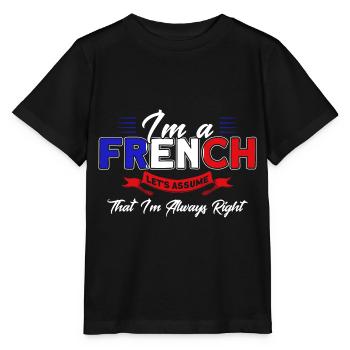 French Flag French Roots Gift - Stanley/Stella MINI CREATOR Kids’ T-Shirt - black - Front - Mikhail (115cm)