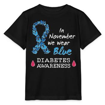 Im November wir tragen wir blau Diabetes Awareness - Stanley/Stella Kinder T-Shirt MINI CREATOR  - Schwarz - Vorne - Mikhail (115cm)