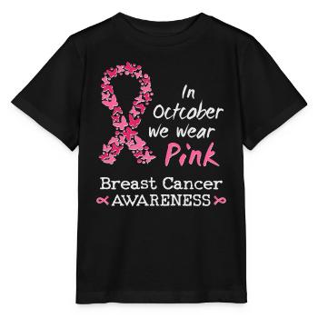 Im Oktober wir tragen wir rosa Brustkrebs - Stanley/Stella Kinder T-Shirt MINI CREATOR  - Schwarz - Vorne - Mikhail (115cm)
