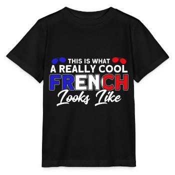 French Flag French Roots Gift - Stanley/Stella MINI CREATOR Kids’ T-Shirt - black - Front - Mikhail (115cm)