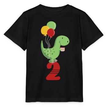 Second Birthday Boy T Rex Dinosaur - Stanley/Stella MINI CREATOR Kids’ T-Shirt - black - Front - Mikhail (115cm)