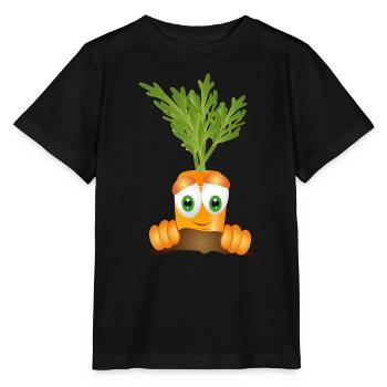 funny ripe carrot in vegetable beds - Stanley/Stella MINI CREATOR Kids’ T-Shirt - black - Front - Mikhail (115cm)