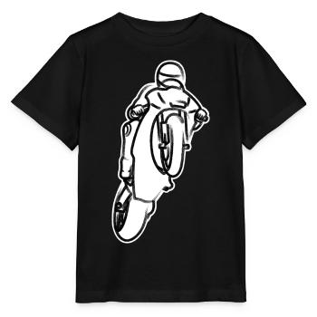 Wheelie extrem mit Motorrad beim Rennen - S/W - Stanley/Stella Kinder T-Shirt MINI CREATOR  - Schwarz - Vorne - Mikhail (115cm)