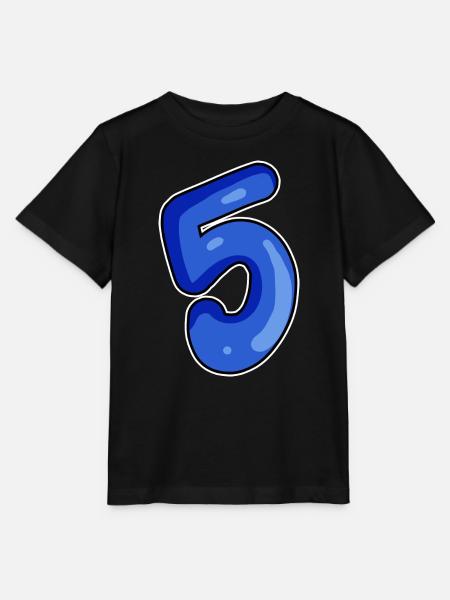 Zahl 5 Nummer Blau - Stanley/Stella Kinder T-Shirt MINI CREATOR  - Schwarz
