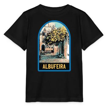 Ruelle pittoresque, vieille ville, Albufeira - T-shirt bio MINI CREATOR Stanley/Stella Enfant - noir - Devant - Mikhail (115cm)
