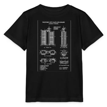 Bauplan für das Westliche Stadttor von Belgrad - Stanley/Stella Kinder T-Shirt MINI CREATOR  - Schwarz - Vorne - Mikhail (115cm)
