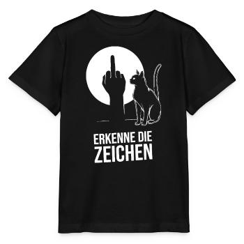 Erkenne Die Zeichen Mittelfinger Schatten Mieze - Stanley/Stella Kinder T-Shirt MINI CREATOR  - Schwarz - Vorne - Mikhail (115cm)