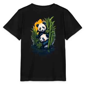 Niedliche Pandas - Stanley/Stella Kinder T-Shirt MINI CREATOR  - Schwarz - Vorne - Mikhail (115cm)