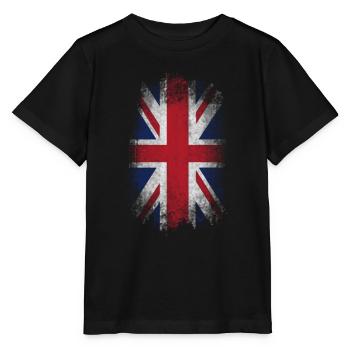Eroded UK Flag - Stanley/Stella Kinder T-Shirt MINI CREATOR  - Schwarz - Vorne - Mikhail (115cm)