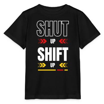Shut up Shift up Red Yellow - T-shirt bio MINI CREATOR Stanley/Stella Enfant - noir - Devant - Mikhail (115cm)