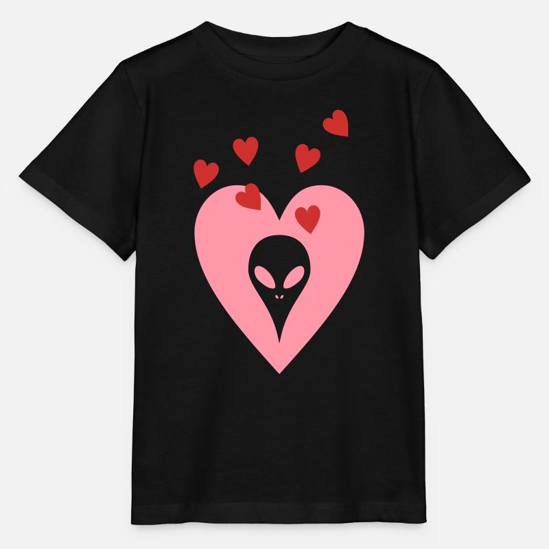Alien Herzchen - Stanley/Stella Kinder T-Shirt MINI CREATOR  - Schwarz
