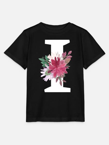 Blumenbuchstabe i - Stanley/Stella Kinder T-Shirt MINI CREATOR - Schwarz