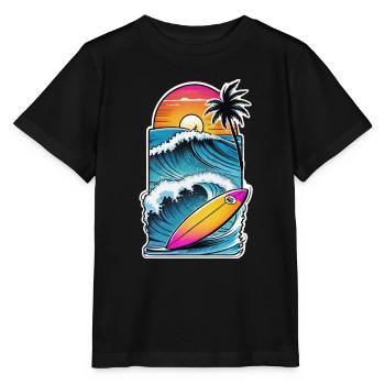 Surfen Strand Palme Sonnenschein Urlaub - Stanley/Stella Kinder T-Shirt MINI CREATOR  - Schwarz - Vorne - Mikhail (115cm)