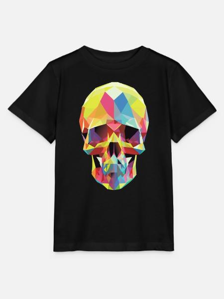 Low-Poly-Schädel - Stanley/Stella Kinder T-Shirt MINI CREATOR - Schwarz