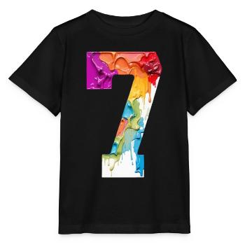 COLORED NUMBER 7 COLORFUL 7TH BIRTHDAY - Stanley/Stella MINI CREATOR Kids’ T-Shirt - black - Front - Mikhail (115cm)