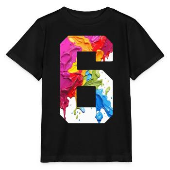 FARBIG NUMMER 6 BUNT 6. GEBURTSTAG - Stanley/Stella Kinder T-Shirt MINI CREATOR  - Schwarz - Vorne - Mikhail (115cm)