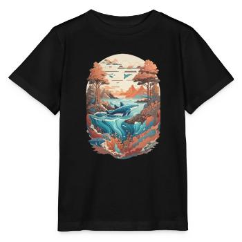 vintage sea wolfs & whales - T-shirt bio MINI CREATOR Stanley/Stella Enfant - noir - Devant - Mikhail (115cm)