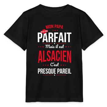 Mon papa n'est pas parfait - Alsacien - T-shirt bio MINI CREATOR Stanley/Stella Enfant - noir - Devant - Mikhail (115cm)