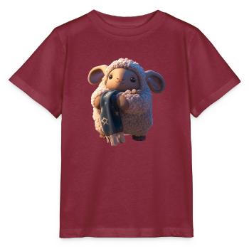 Cute sheep with scarf - Stanley/Stella MINI CREATOR Kids’ T-Shirt - burgundy - Front - Kain (125cm)